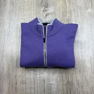 Greyson Mens Purple Wool Cashmere Classic Mock 1/4 Zip Pullover Sweater Size L